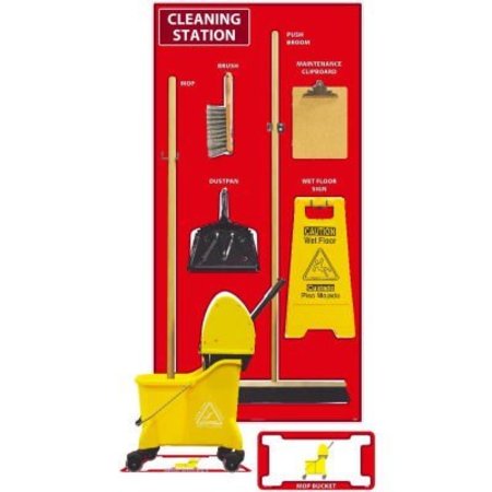 NMC National Marker Cleaning Station Shadow Board, Combo Kit, Red/White, 72 X 36, Aluminum SBK143AL
